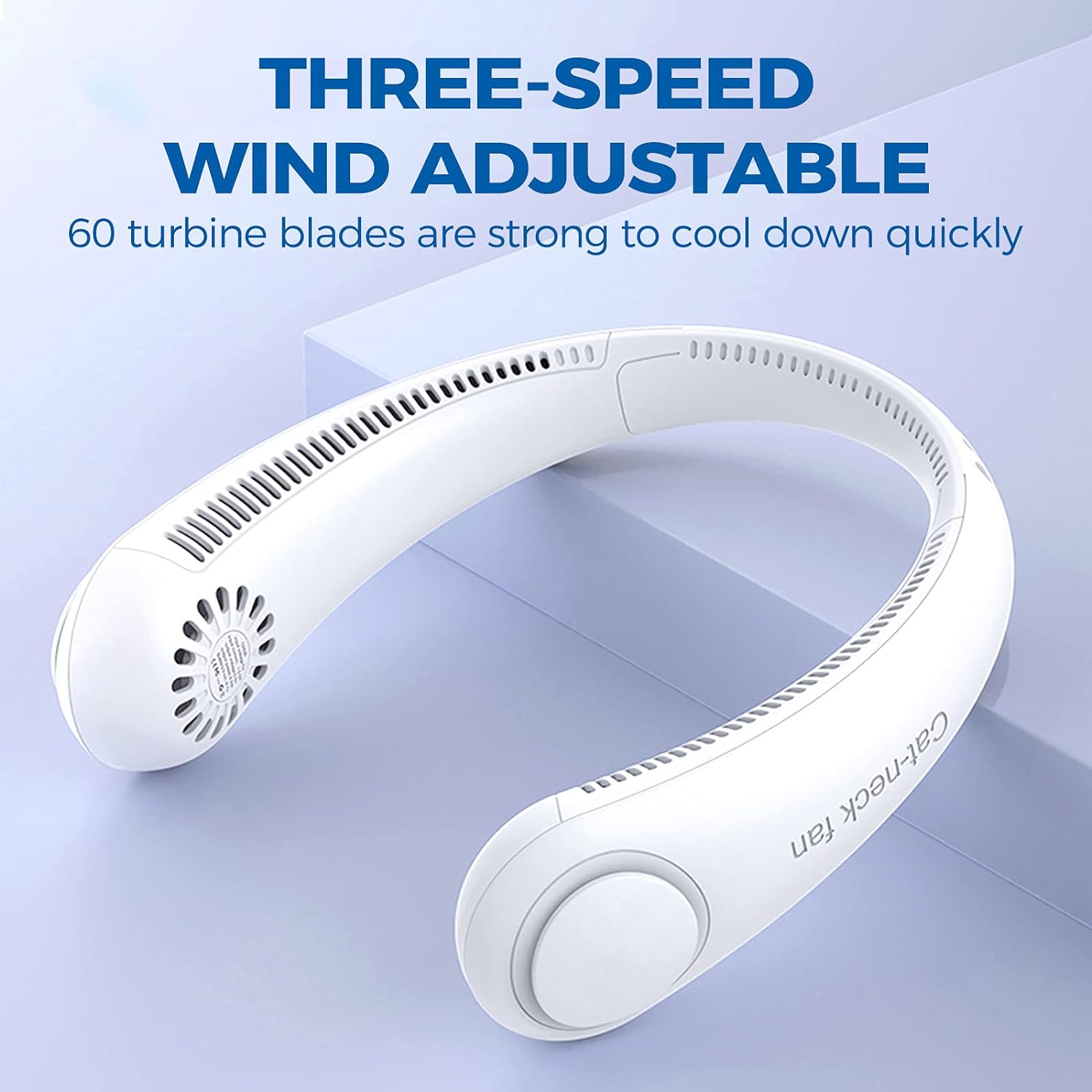 Portable Rechargeable Neck Fan Hands Free Bladeless Fan 360°Cooling 3 Speeds Adjustment Headphone Design USB Powered Neck Fan for Outdoor Indoor