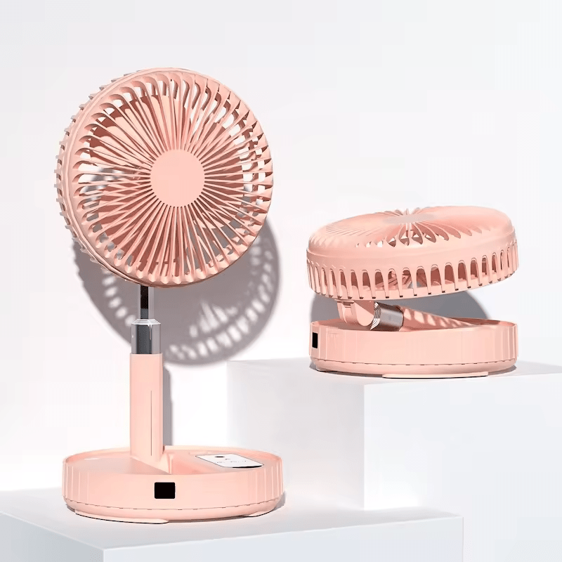 Portable Telescope Folding Rechargeable Fan with Adjustable Height & USB Powered for Office Home Outdoor & Camping