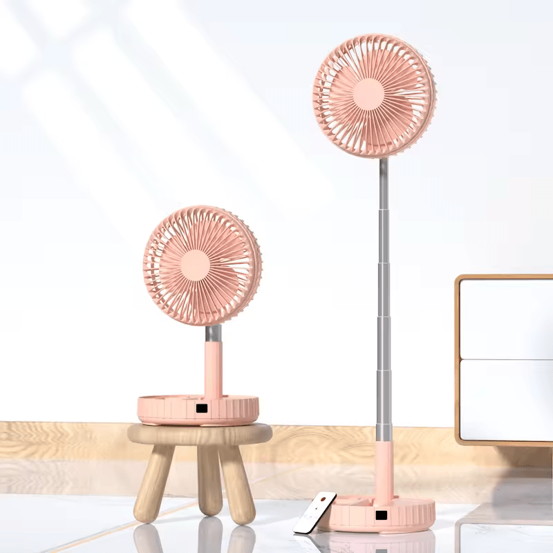 Portable Telescope Folding Rechargeable Fan with Adjustable Height & USB Powered for Office Home Outdoor & Camping