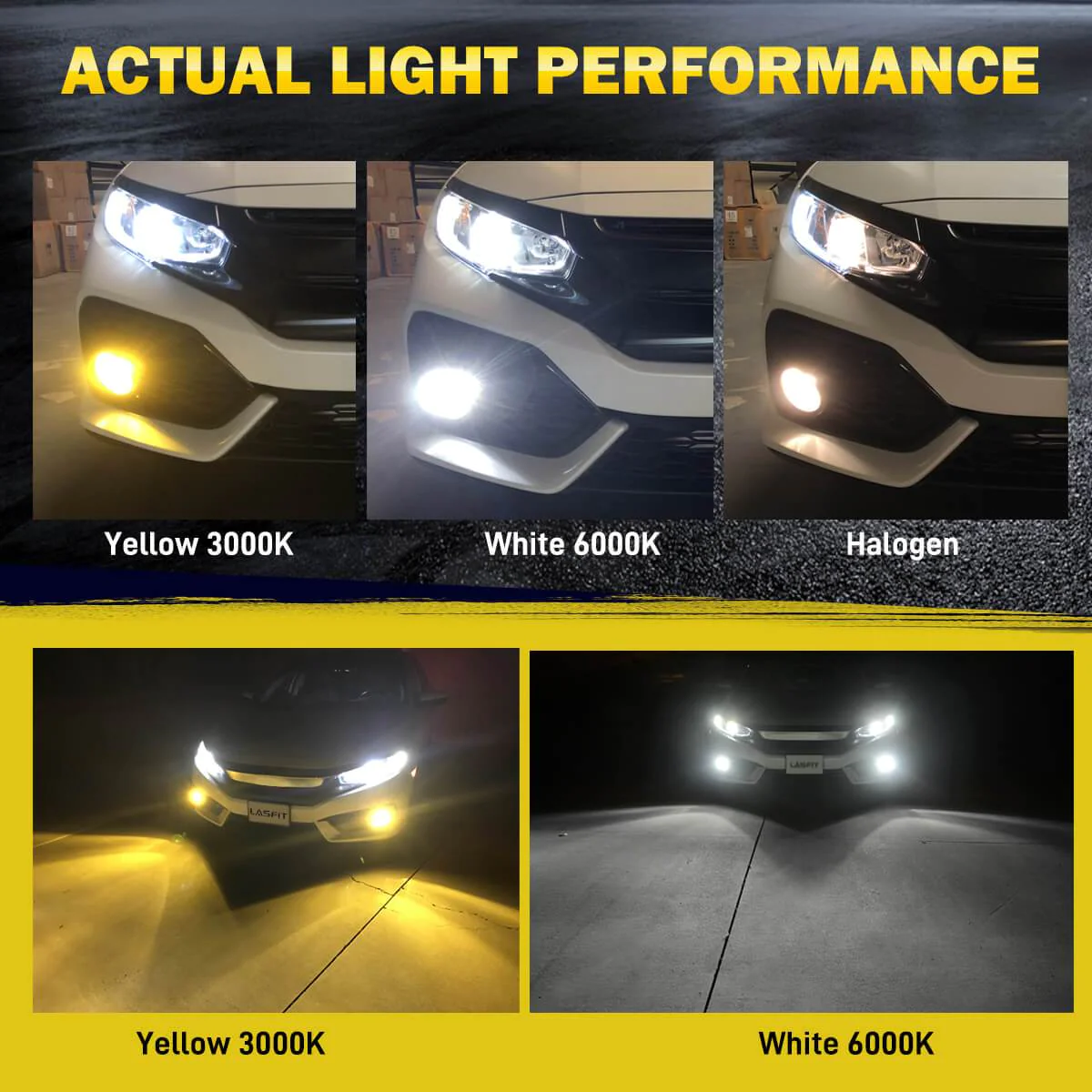 XENPLUS Car LED Headlight Projector & Fog Lamp (3 Inch) with Hi-Low Beam 3-Colors LED Fog Lamp with Blue Lens (Technology from Germany)