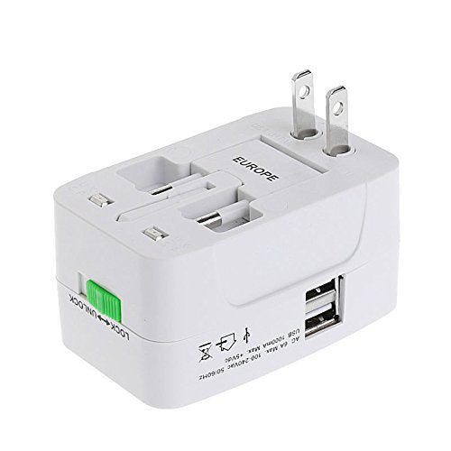 Latest Universal Travel Adapter Worldwide Travel Adapter with Built in Dual USB Charger Ports…