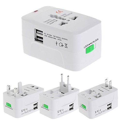 Latest Universal Travel Adapter Worldwide Travel Adapter with Built in Dual USB Charger Ports…