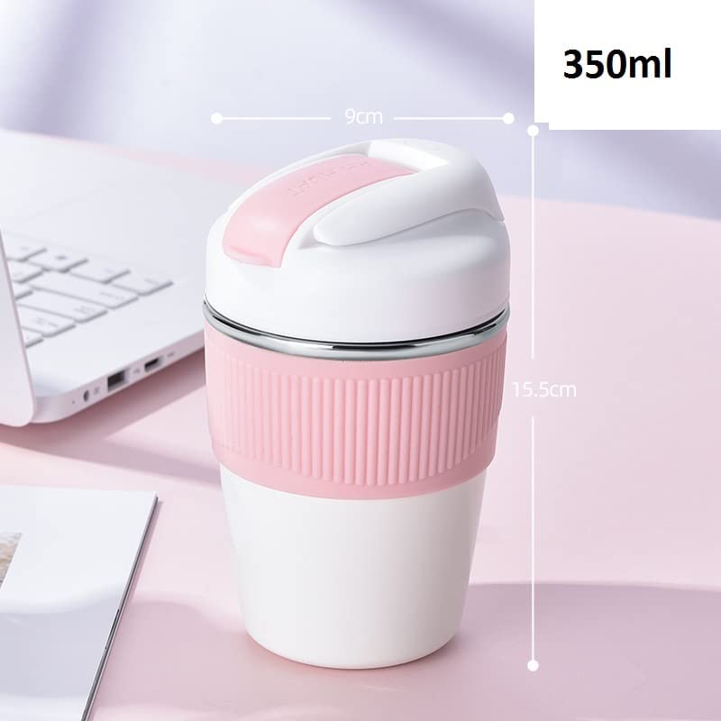 Travel Coffee Mug 2 in 1 Double Wall Vacuum Insulation Coffee Cup Reusable Leak Proof Tumbler with Straw and Flip Lid for Coffee Tea and Cold Drinks for Traveling 360ml