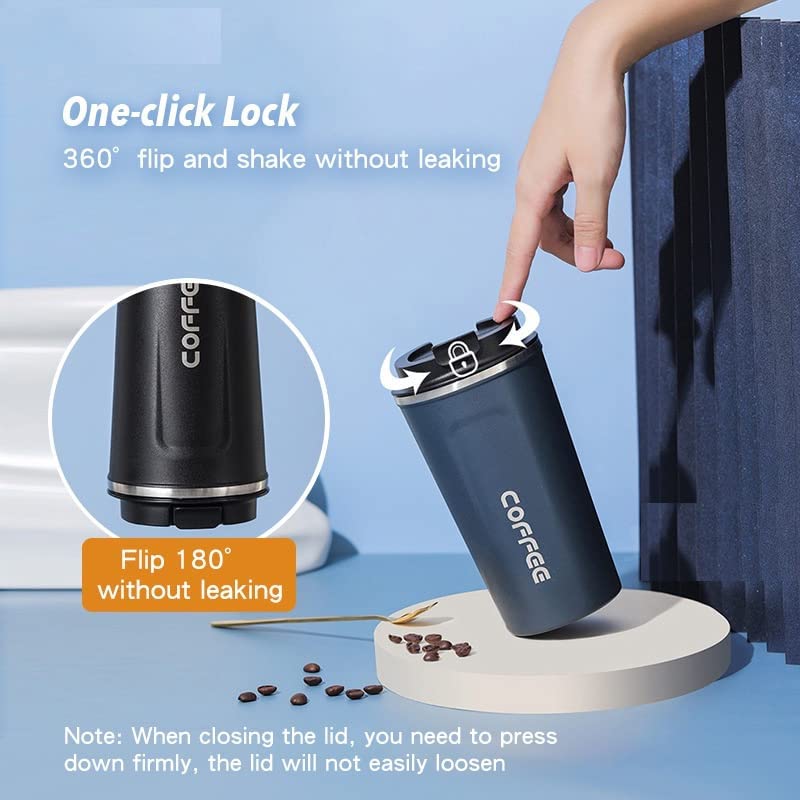 Temperature Coffee Mug Leakproof Stainless Steel Vacuum Insulated Travel Tea and Coffee Mug with Temperature Display Leakproof with Press & Lock Lid 510ml