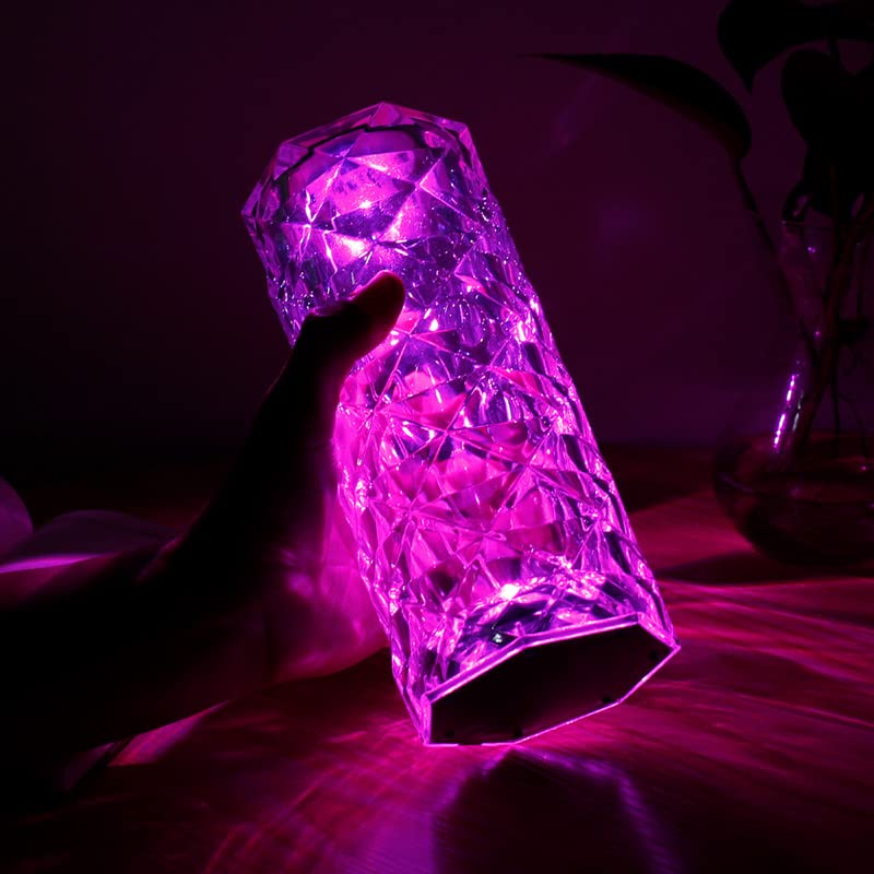 Crystal Diamond Table Lamp with Remote Control & Touch Control, USB Charging 16 Colour Changing RGB Night Light for Bedroom Living Room Office & Wedding Décor