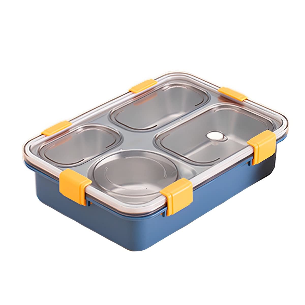 Stainless Steel Lunch Box 4 Compartment Leak-Proof BPA Free Stainless Steel with Spoon, for School, Lunch Box for Kids, Lunch Box for School & Office with a Spoon and a Pair of Chopsticks