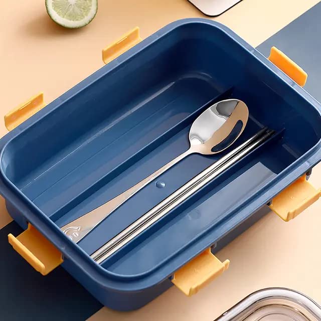 Stainless Steel Lunch Box 3 Compartment Leak-Proof BPA Free Stainless Steel with Spoon, for School, Lunch Box for Kids, Lunch Box for School & Office with a Spoon and a Pair of Chopsticks