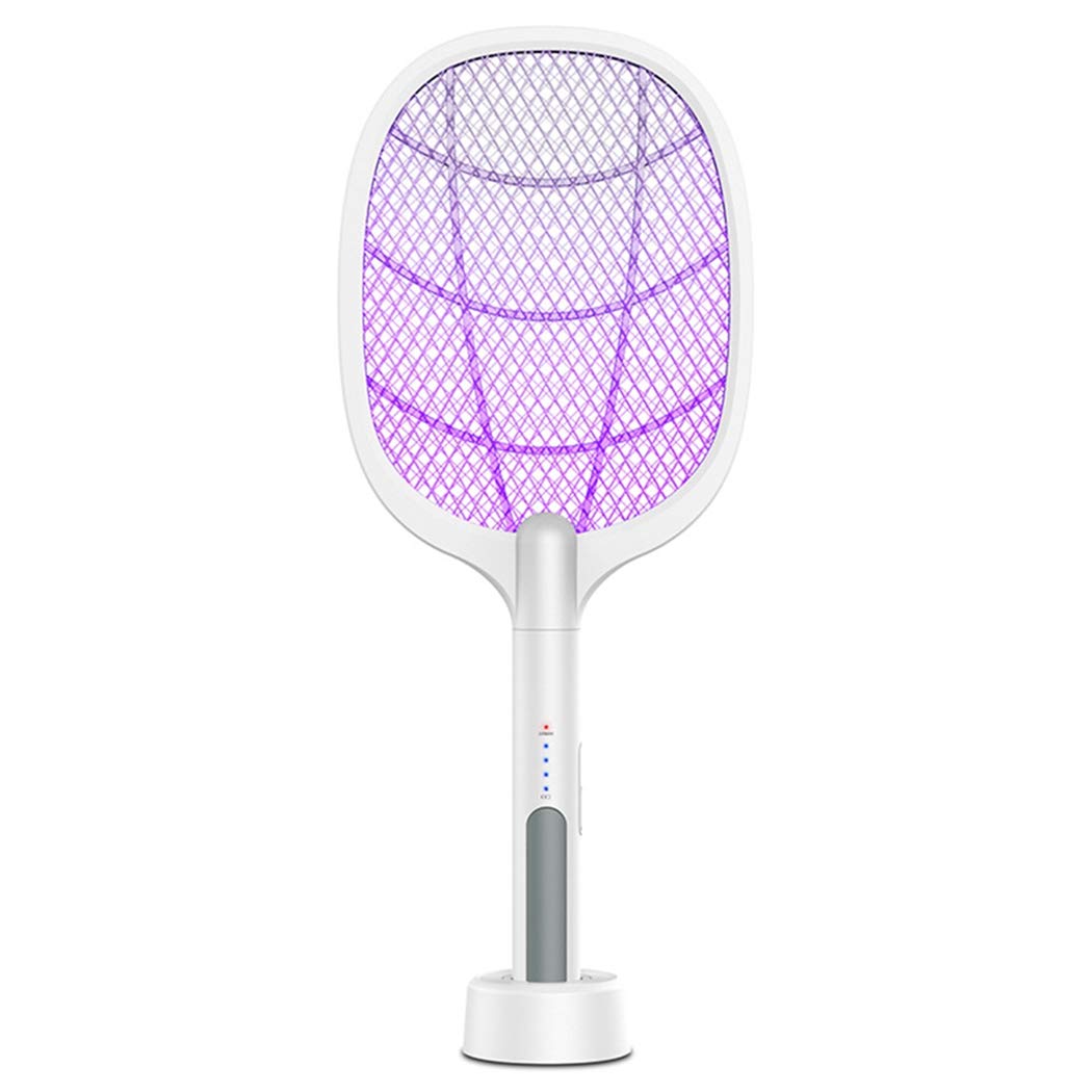 Electric Fly Mosquito Racket with UV Light Lamp Rechargeable Battery Mosquito Swatter with 2 Unique Modes