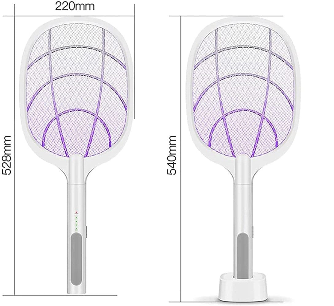 Electric Fly Mosquito Racket with UV Light Lamp Rechargeable Battery Mosquito Swatter with 2 Unique Modes