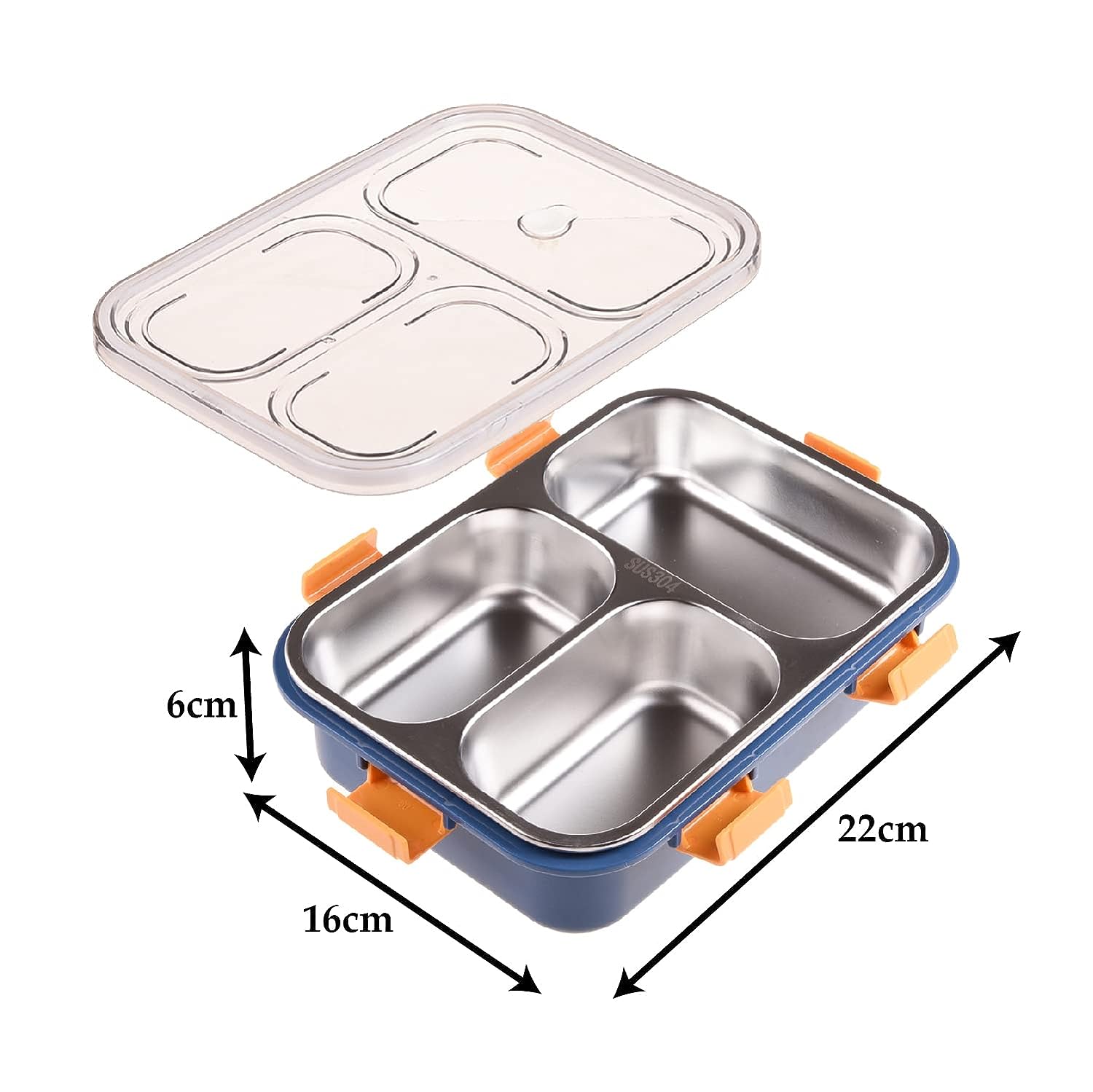 Stainless Steel Lunch Box 3 Compartment Leak-Proof BPA Free Stainless Steel with Spoon, for School, Lunch Box for Kids, Lunch Box for School & Office with a Spoon and a Pair of Chopsticks