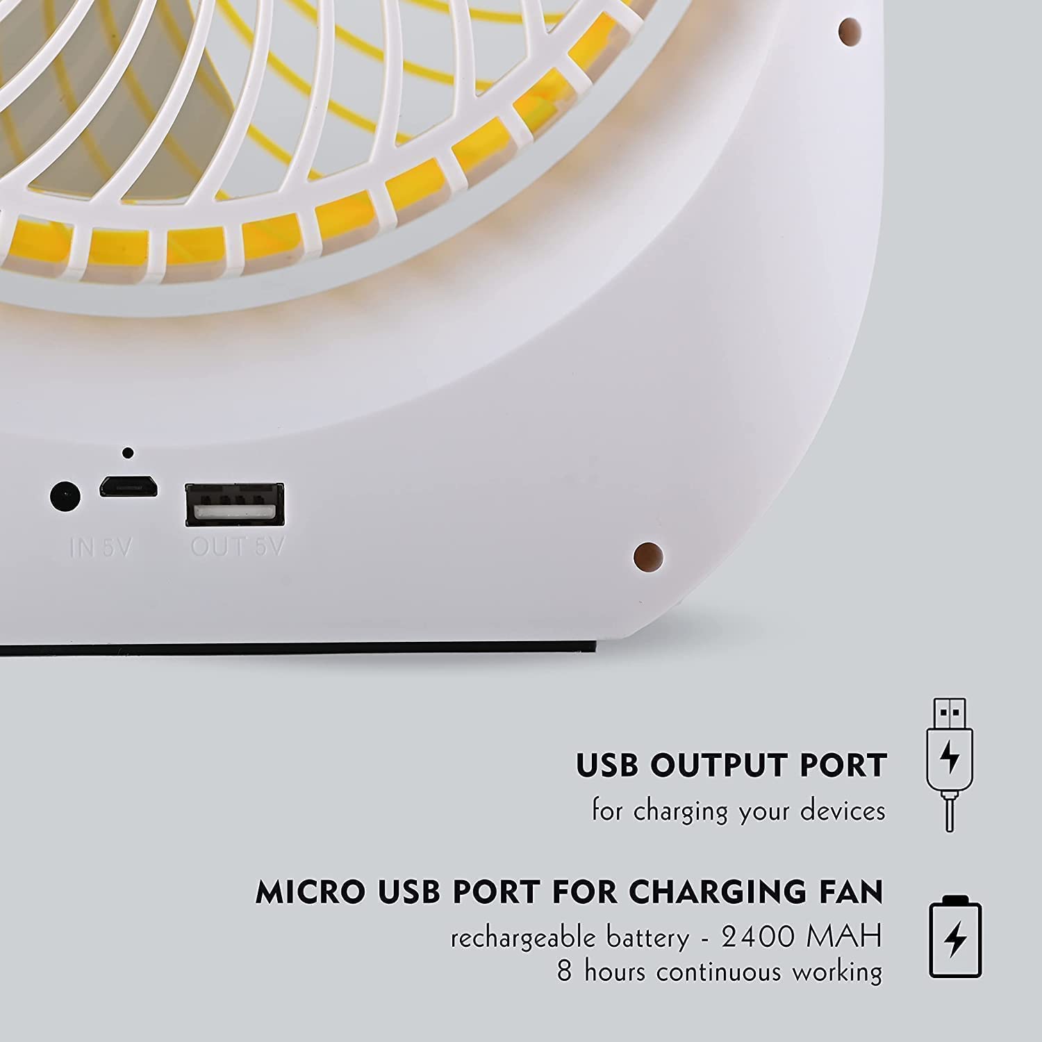 Mini Portable USB Table Fan with LED light & Built-in Rechargeable powerful 2500mah Battery Operated Summer Cooling Table Fan For Home Office Indoor Outdoor Travel