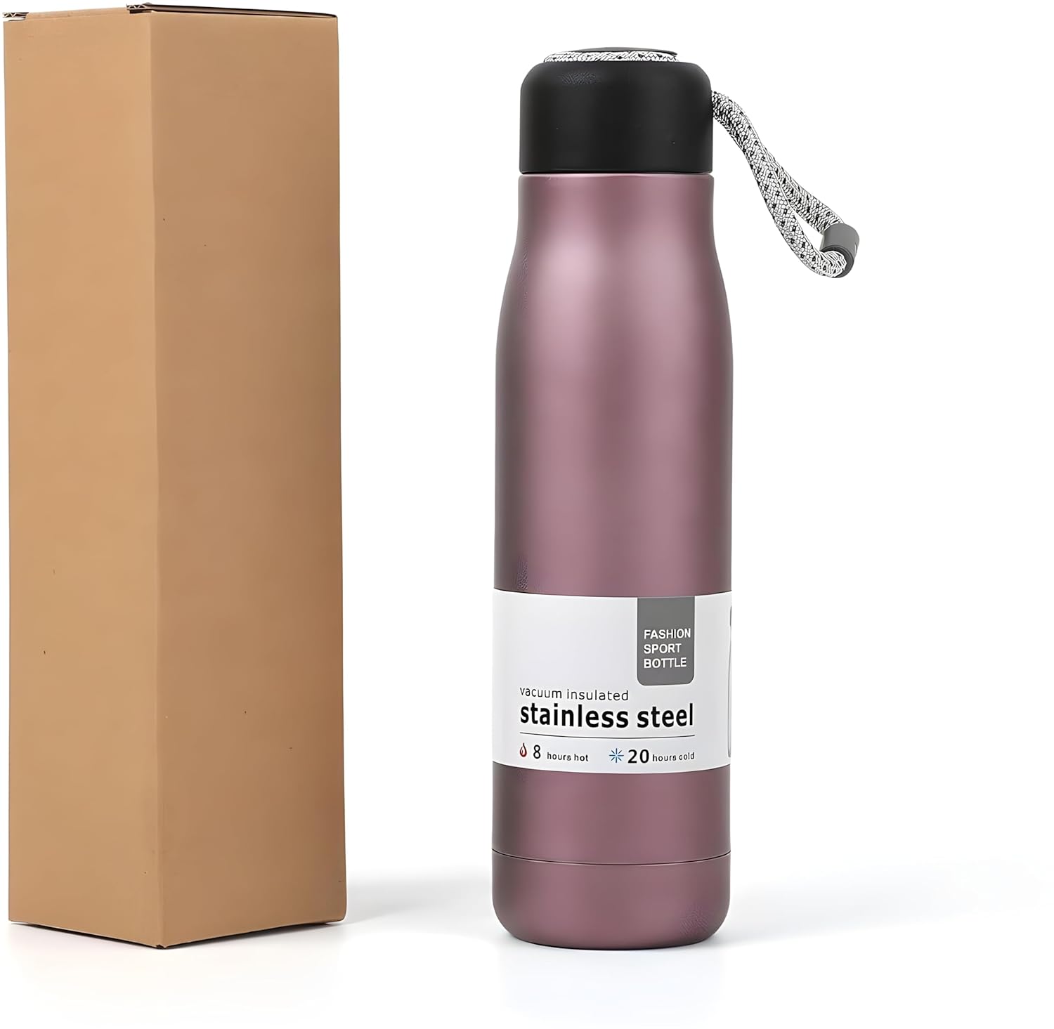 Vacuum Insulated Stainless Steel with Insulation Water Bottle 550 ML, Leak-Proof Double Walled with Portable Lid Metal Thermos Suitable for Traveling & Home