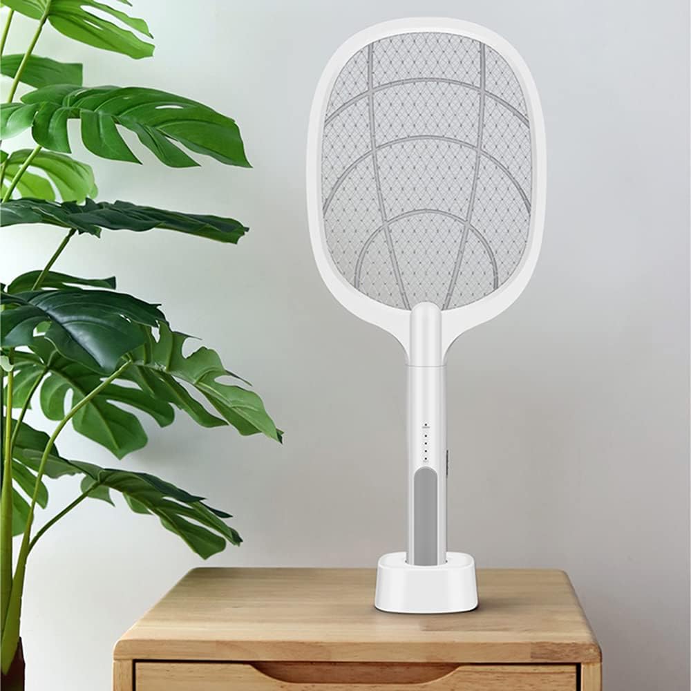 Electric Fly Mosquito Racket with UV Light Lamp Rechargeable Battery Mosquito Swatter with 2 Unique Modes