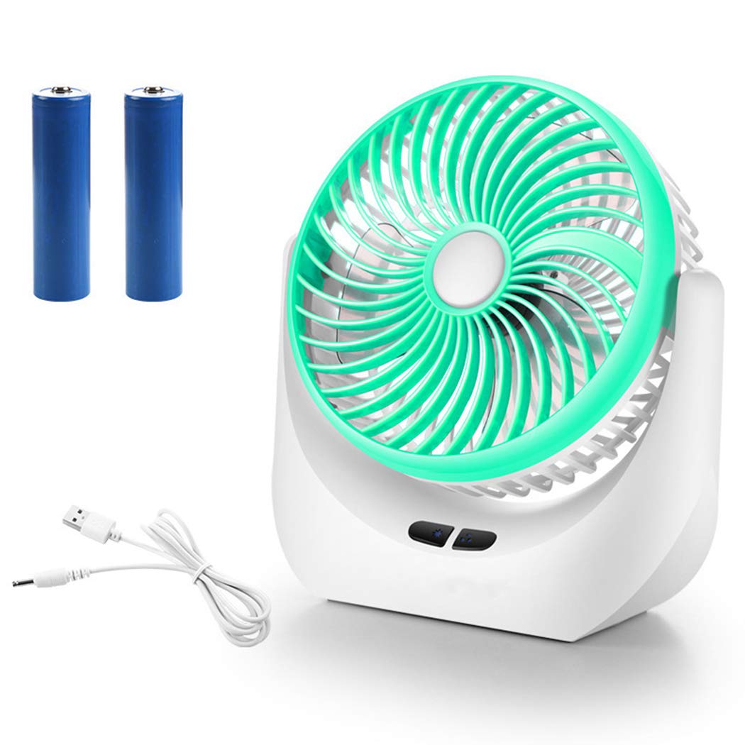 Mini Portable USB Table Fan with LED light & Built-in Rechargeable powerful 2500mah Battery Operated Summer Cooling Table Fan For Home Office Indoor Outdoor Travel