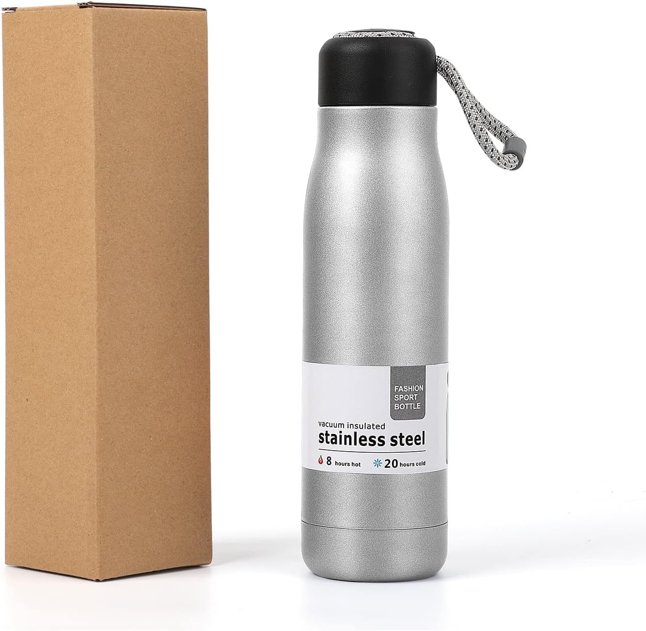 Vacuum Insulated Stainless Steel with Insulation Water Bottle 550 ML, Leak-Proof Double Walled with Portable Lid Metal Thermos Suitable for Traveling & Home