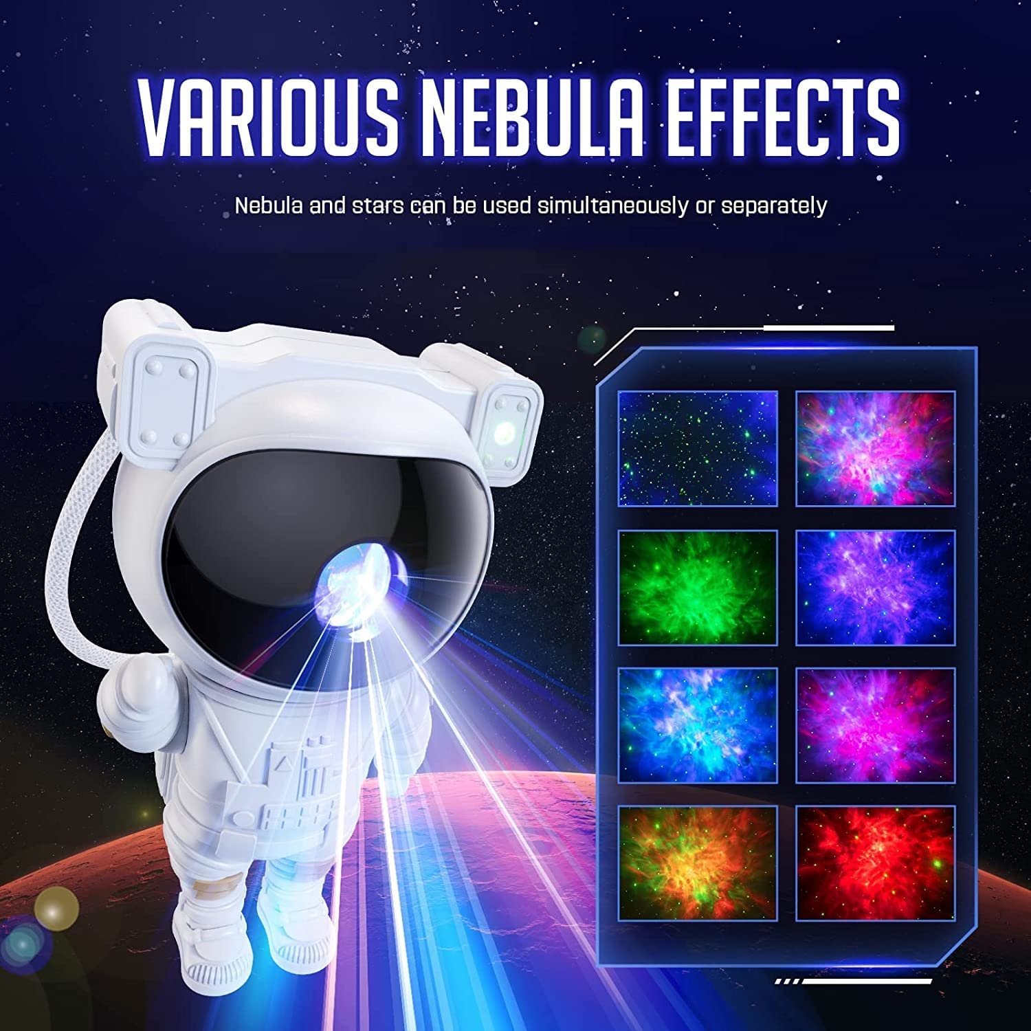 Astronaut Galaxy Projector Lamp with Remote Control - 360° Adjustable Head Angle Ceiling Décor for Home and Party (Multicolour)