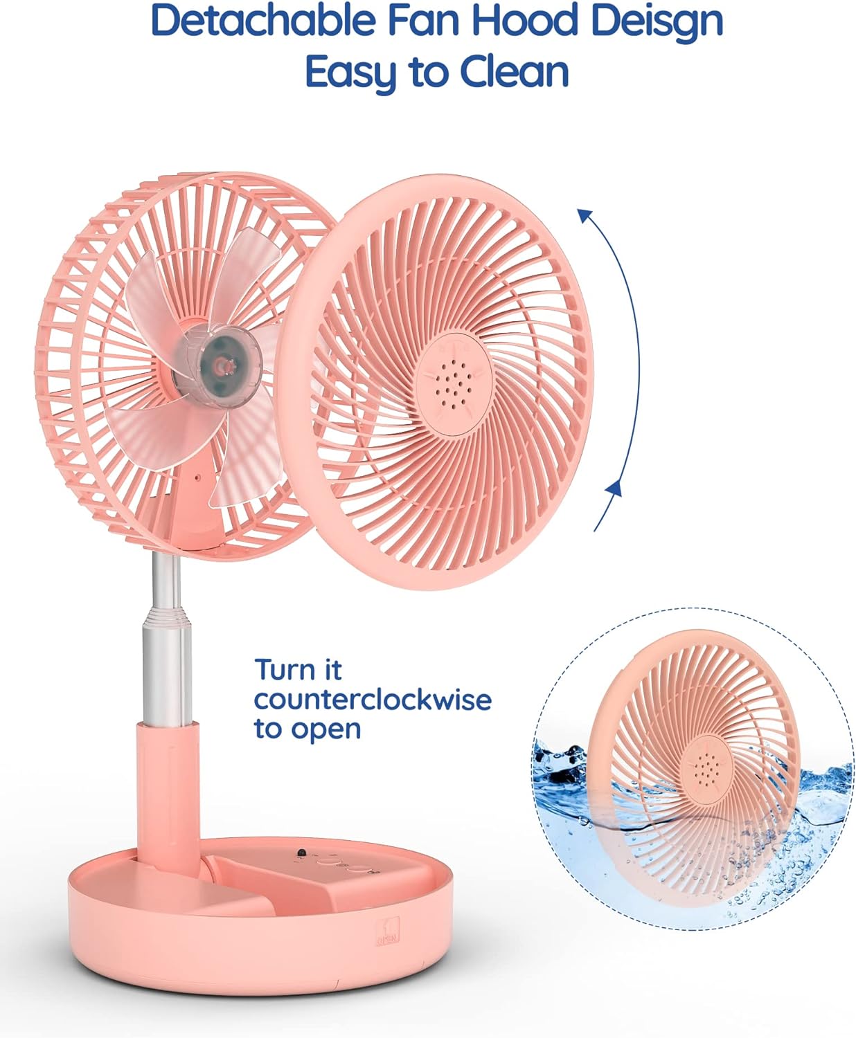 Portable Telescope Folding Rechargeable Fan with Adjustable Height & USB Powered for Office Home Outdoor & Camping