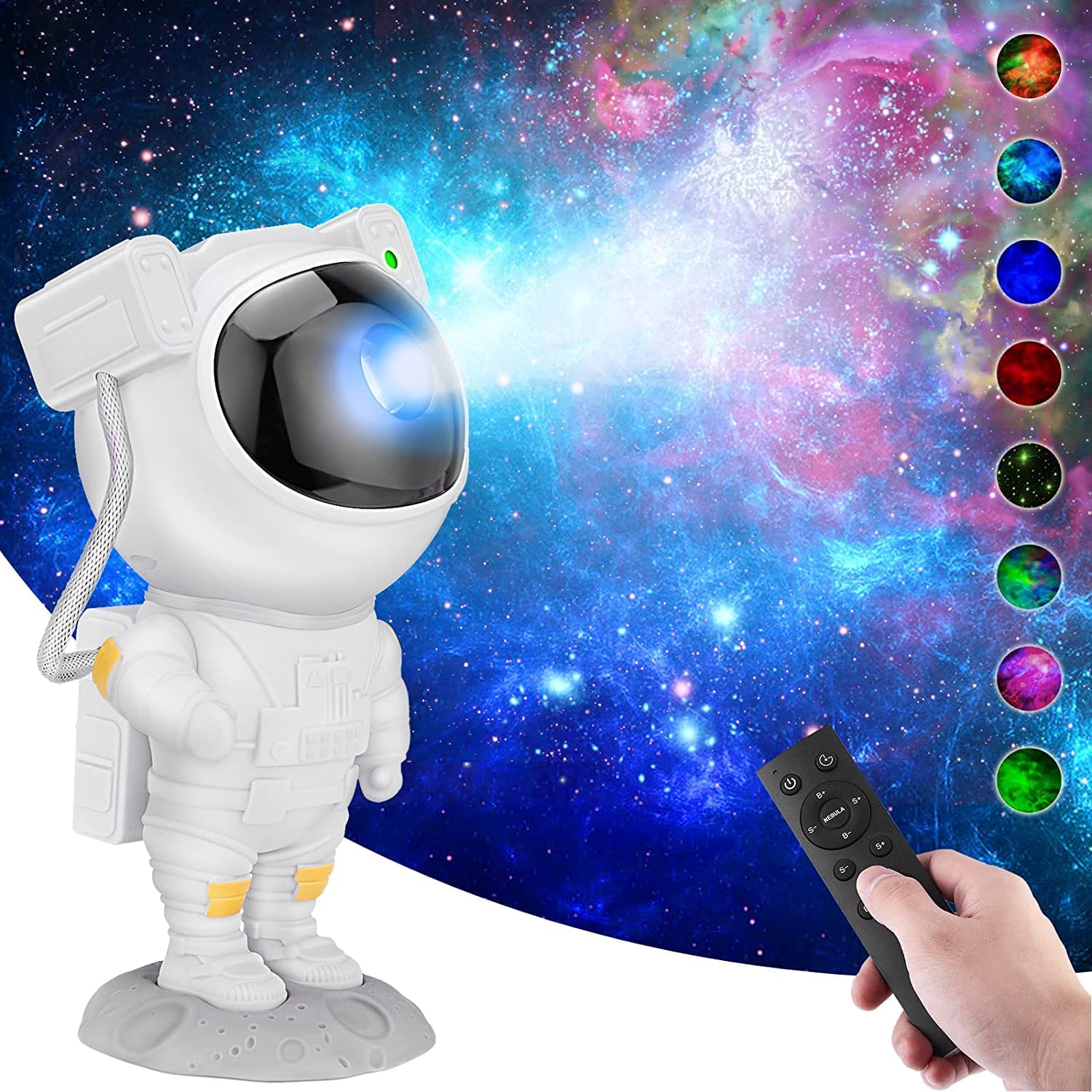 Astronaut Galaxy Projector Lamp with Remote Control - 360° Adjustable Head Angle Ceiling Décor for Home and Party (Multicolour)