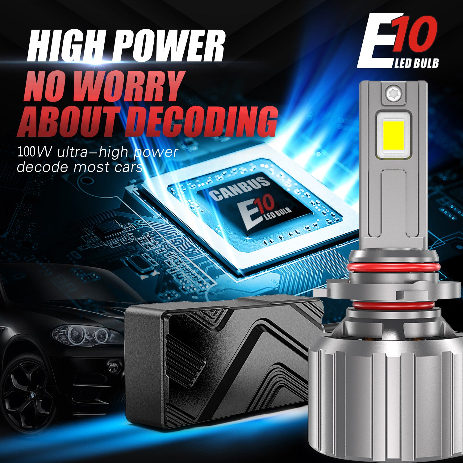 XENPLUS Car LED Headlight Bulb E10 Super Brightness 200W LED Headlight Bulb (Technology from Germany)