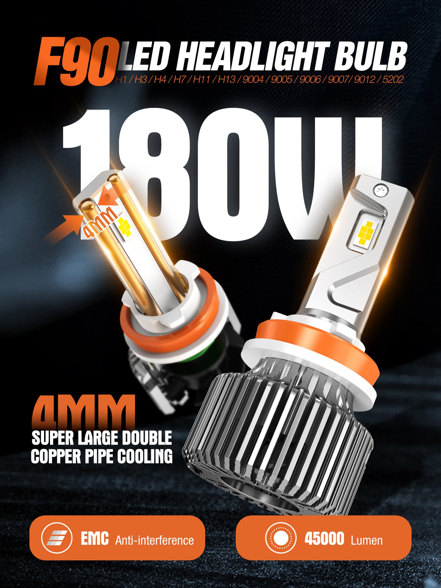 XENPLUS Car LED Headlight Bulb F90 180W Big Power Headlight (Technology from Germany)