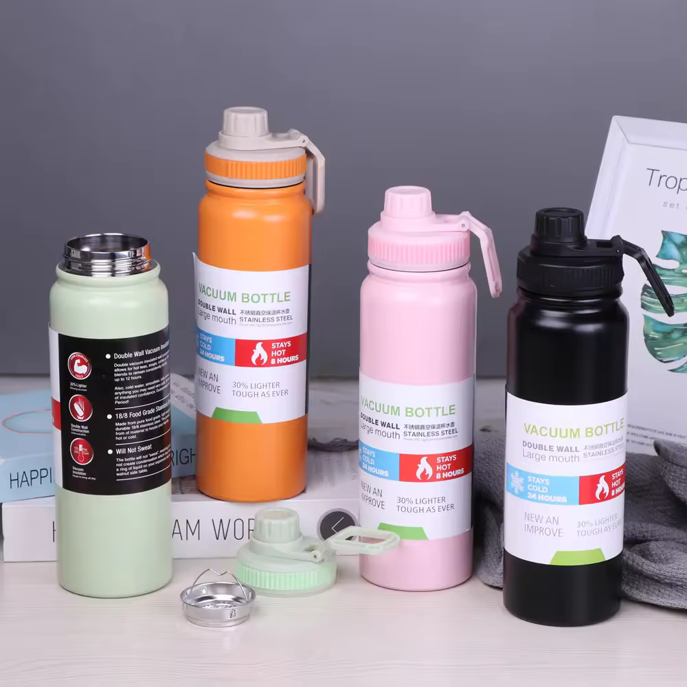 Vacuum Insulated Double Wall Stainless Steel Water Bottle/Sports Kettle Hot & Cold, Leak & Sweat Proof Thermos Flask 1000ml