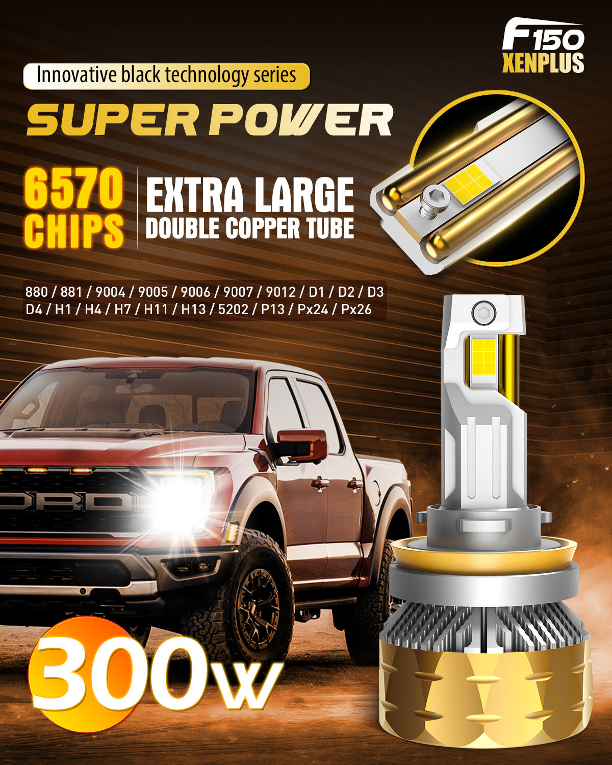 XENPLUS Car LED Headlight Bulb F150 300W Big Power LED Headlight for Car (Technology from Germany)